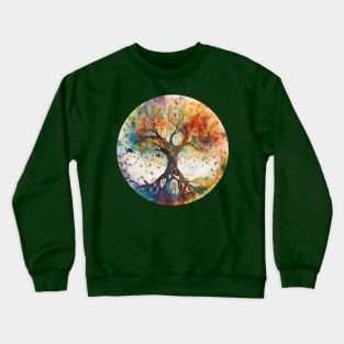 Tree of Life Elemental Magic Spiritual Watercolor Art Crewneck Sweatshirt